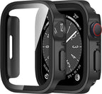 Amizee 2 Pack Compatible with Apple Watch Series 9 8 7 45mm Case with Built-in Screen Protector, Ultra-Thin Hard PC Straight Edge Anti-Scratch Protective Cover for iWatch (Matte Black) by Amizee