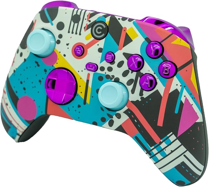 Custom Controllerzz Designer Series Custom Wireless Controller for Xbox Series X/S, Xbox One, & PC - Multiple Designs Available (Retro Abstract & Purple Chrome Inserts) - Image 3