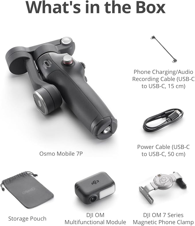 DJI Osmo Mobile 7P Gimbal Stabilizer for iPhone, Android, Native Tracking, Lighting, 3-Axis Phone Gimbal, Quick Launch, One-Tap Edit, Built-in Extension Rod & Tripod, 10hrs Use, Phone Charging - Image 8