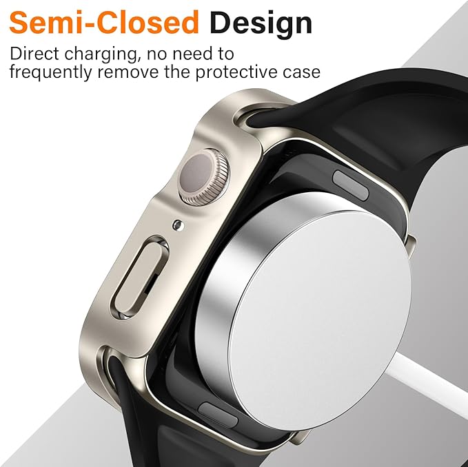 Amizee 2 Pack Case Compatible with Apple Watch Series 11/10 46mm Case with Built-in Screen Protector, Ultra-Thin Hard PC Straight Edge Anti-Scratch Protective Cover for iWatch 46mm (Starlight) - Image 5