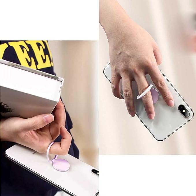 TENOC Phone Grip Sticky 360° Rotation Universal Stand Finger Ring Holder Slim Kickstand for Cell Phone Case, Purple - Image 4