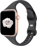Thin Slim Band Compatible with Apple Watch 38mm 40mm 41mm 42mm 44mm 45mm 46mm 49mm, Replacement Silicone Sport Strap for iWatch Series 11/10/9/8/7/6/5/4/3/2/1 Ultra SE Women Men, Anthracite by Acrbiutu