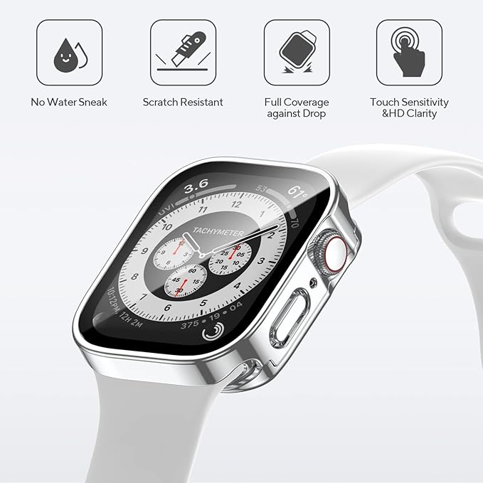 4 Pack Compatible with Apple Watch Waterproof Case 40mm Series 6/5/4/SE with Tempered Glass Screen Protector, 2 in 1 Full Coverage Bumper Protective Cover for iWatch Accessories 40 mm - Image 3
