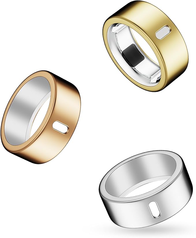 Cover Compatible for Oura Ring Gen 4/Gen 3 Horizon/Gen 3 Heritage,(NOT Compatible with Oura Ring 4-Ceramic), Charging Directly,TPU Finger Protector for Workout Women Men-Gold+Silver+Rosegold-Size 7 by Snyeest