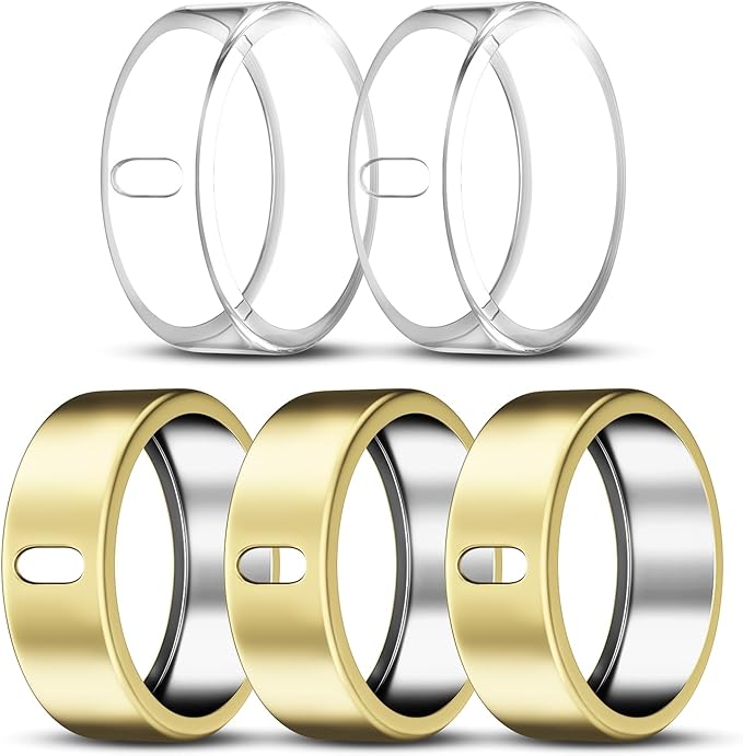 ZOOROO 5 Pack Cover Compatible with Oura Ring Gen 4/Oura Ring Gen 3/3 Horizon, Support Charging with Cover on, Anti-Scratch TPU Protector for Women Men (Gold*3+Clear*2, Size 8) by ZOOROO