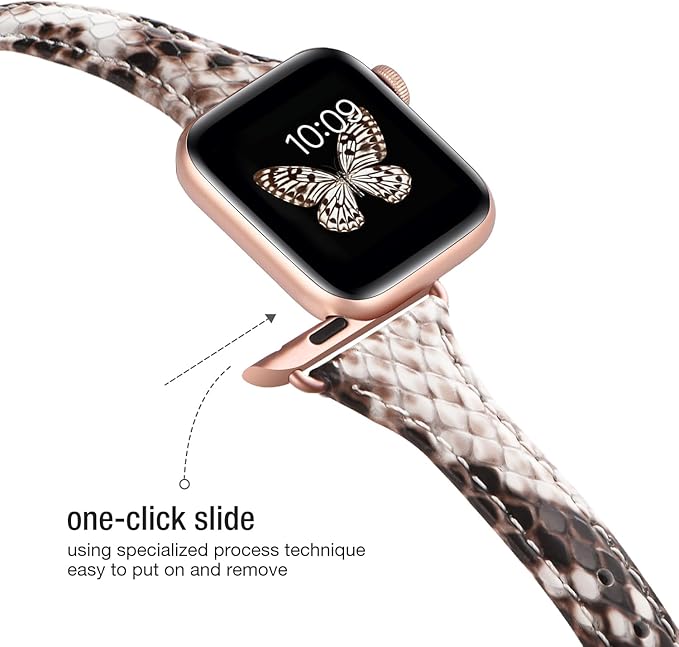 WFEAGL Leather Bands Compatible with Apple Watch Band 42mm(Series 3 2 1) 44mm 45mm 46mm 49mm Women, Top Grain Leather Strap Slim Thin Replacement Wristband for iWatch Ultra SE 3 2 1 Series 11 10 9 8 7 6 5 4 3 2 1 - Image 4