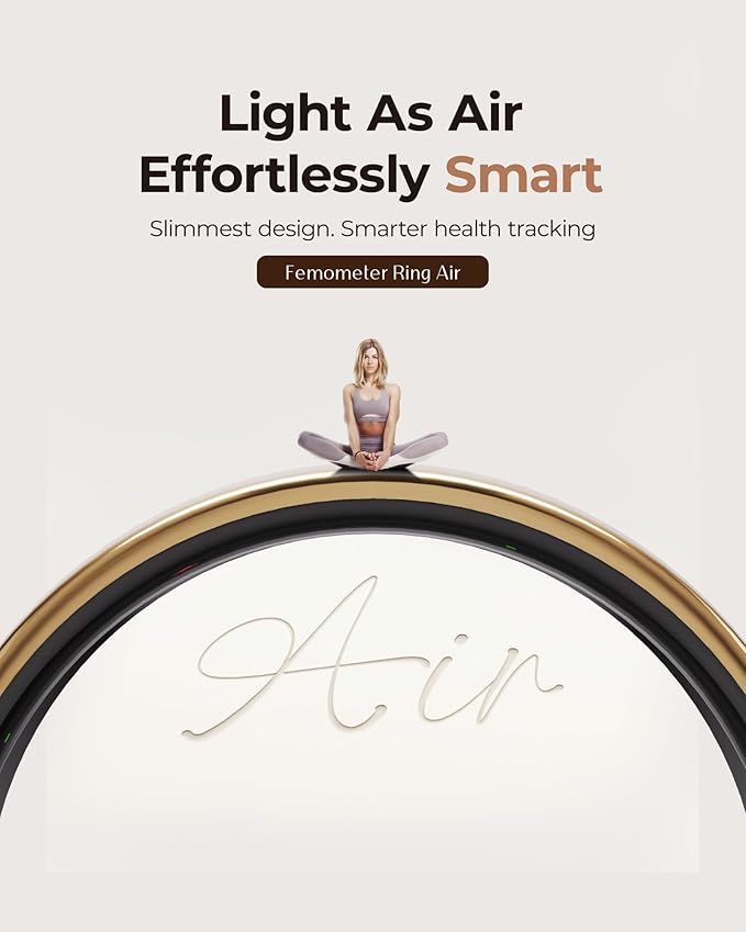 femometer Ring Air | Ultra-Thin Smart Ring | Sleep/Heart Rate/SpO2/Stress | Women's Health & Fertility Tracker with BBT Technology | Hot Flash Monitoring | Free Subscription - Size7 - Image 2