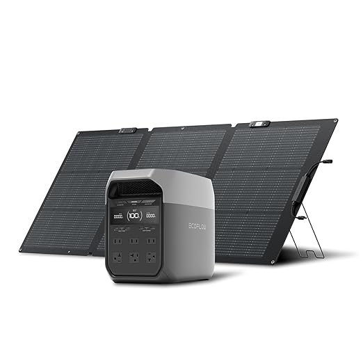 EF ECOFLOW Solar Generator Delta 3 with 160W Solar Panel, 1024Wh Portable Power Station, LFP Battery 1800W AC/100W USB-C Output, Full Charge in 56 Min for Home Backup Power, Camping & RVs by EFECOFLOW