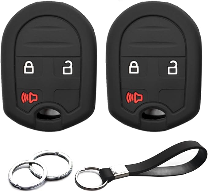 2pcs Compatible with Ford F-150 F-250 F-350 F-450 F-550 F-650 F-750 Edge Flex Fusion Explorer E-150 E-250 E-350 Super Duty Lincoln Key Fob Cover Case Key Chain Protector Keyless Remote Holder by INFIPAR