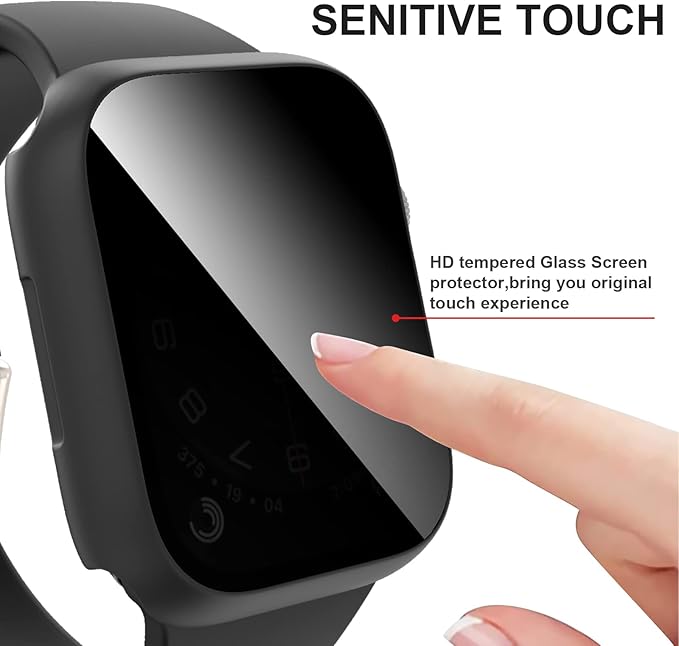 2 Pack for Apple Watch SE 2025 SE Series 6 5 4 SE Screen Protector Case 40mm, Unti-SPy Glass Protector Hard PC Cover Bumper for iWatch Se 6 5 4 40mm Accessories, Black/Black - Image 3