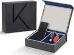 KK7 PLUS-DB Faraday Key Fob Protector Box with 2 Slots, RFID Signal Blocking Shielding Box for Car Keys, Anti-Theft Vintage Faraday Cage with High-Grade Protein Leather, Black & Blue - Size: XL by KENARK