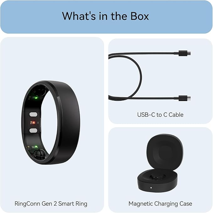 RingConn Gen 2, World’s First Smart Ring with Sleep Apnea Monitoring, No APP Subscription, 12-Day Battery Life, Stress/Heart Rate/Women's Health Tracker, Android & iOS Compatible (Black, Size 7) - Image 8