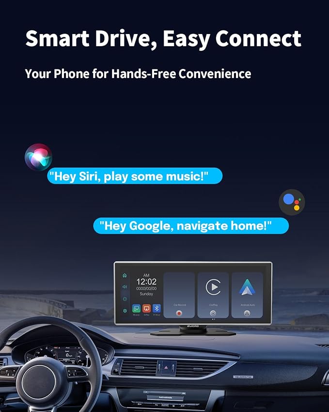 11.26 Inch Wireless CarPlay Screen for Car, Apple CarPlay & Android Auto Touch Screen for Car, Bluetooth, BT Music, Navigation, Car Record for Vehicles (Black) - Image 6