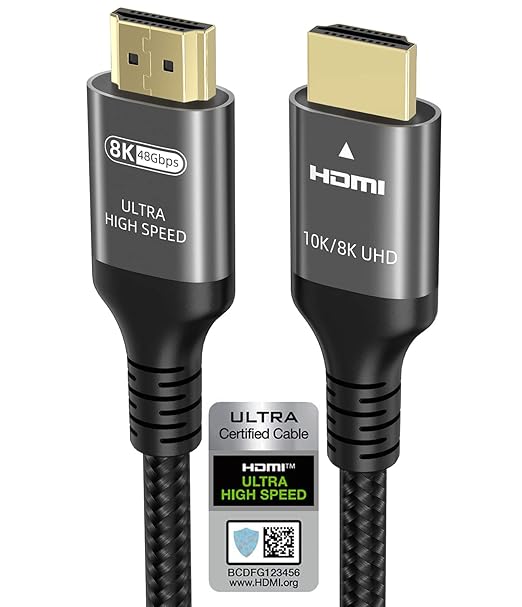 Ubluker 10K 8K 4K HDMI Cable 48Gbps 10 FT, Certified Ultra High Speed HDMI® Cable 4K 240Hz 144Hz 120Hz 8K60Hz 0.01ms HDR10+ eARC HDCP2.3 Netflix Roku TV PC Monitor Projector PS5 Xbox by UblukerHigh-definitionlivingstartswithUblukerHDMIcables