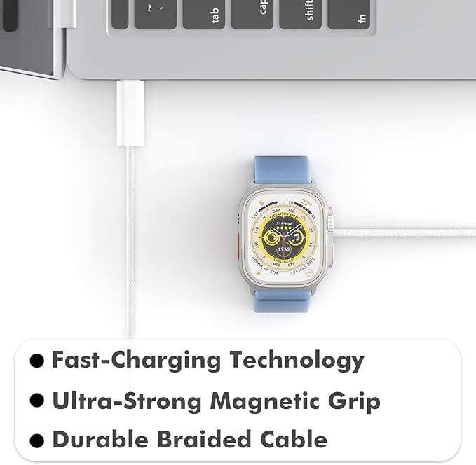 Magnetic Fast Charger for Apple Watch, Smart iWatch Charger, Compatible Apple Watch Chargers for Ultra 2/Ultra/Series 10/9/8/7/6/SE, USB C, Durable & Safe, 2-3 Hour Full Charge, Smart IC, 3FT, White - Image 2
