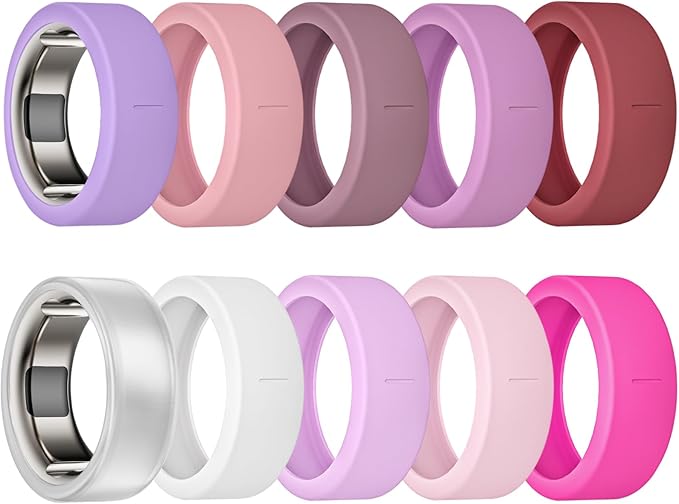 Ring Cover for Oura Ring Gen 4/ Gen 3, Anti-Scratch Elastic Silicone Oura Ring Case Protector for Men Women Working Out Gym (10Collors-2, S (6/7/8/9/10)) by sylacor