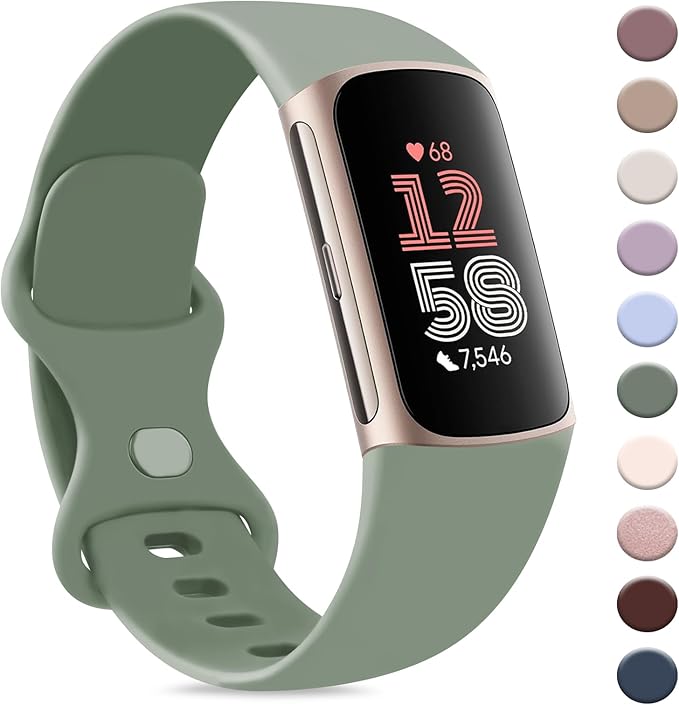 AK Sport Band Compatible with Fitbit Charge 6 Bands / Fitbit Charge 5 Bands Women Men, Classic Soft Replacement Straps Wristbands for Fitbit Charge 6 / 5 Advanced Fitness & Health Tracker (Avocado by AK
