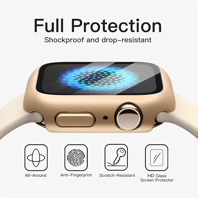 JETech Case with Screen Protector for Apple Watch Series 11/10 42mm, Overall Protective Cover, Built-in Tempered Glass Film High Sensitivity, 2 Pack (Gold) - Image 5