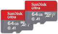 SANDISK 64GB 2-Pack Ultra microSDXC UHS-I Memory Card (2x64GB) with Adapter - SDSQUAB-064G-GN6MT by Sandisk