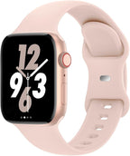 Sport Band Compatible with Apple Watch 38mm 40mm 41mm 42mm 44mm 45mm 46mm 49mm, Replacement Soft Silicone Strap Wristbands for iWatch Series 11/10/9/8/7/6/5/4/3/2/1 Ultra SE Women Men, Pink Sand by Acrbiutu