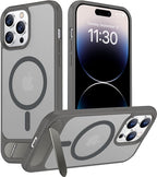 Temdan Magnetic Compatible with iPhone 14 Pro Max Case, [Built-in Invisible Kickstand][Compatible with MagSafe] [Military Grade Shockproof] Slim Translucent Matte Phone Case for iPhone 14 Pro Max 6.7" by Temdan