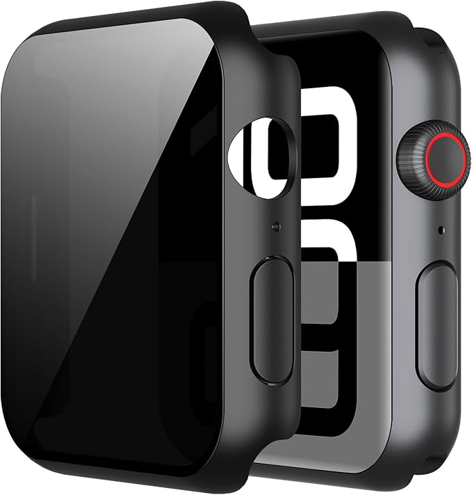 Misxi 2 Pack All-around Protective Privacy PC HD Case for Apple Watch Series 11 (2025) Series 10 42mm, Shockproof Ultra-Thin Cover with Anti-Spy Tempered Glass Screen Protector for iWatch, Black by Misxi