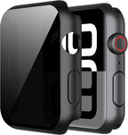 Misxi 2 Pack All-around Protective Privacy PC HD Case for Apple Watch Series 11 (2025) Series 10 42mm, Shockproof Ultra-Thin Cover with Anti-Spy Tempered Glass Screen Protector for iWatch, Black by Misxi