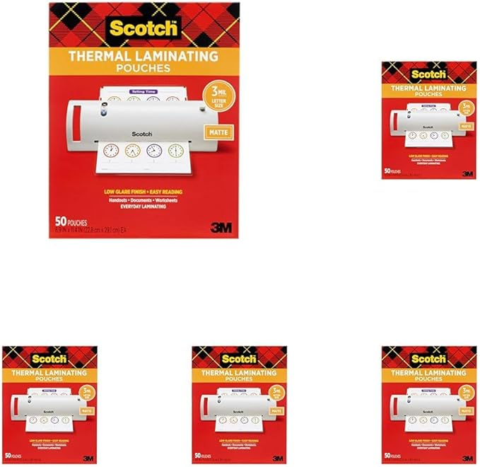 Scotch Matte Thermal Laminating Pouches,Ultra Clear with Matte Finish,Letter Size 8.9 in x 11.4 in,(Pack of 250) by ScotchBrand