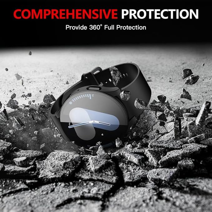 Misxi 2-Pack Hard PC Screen Protector Case for Samsung Galaxy Watch 7 44mm, Anti-Slip Ultra-thin Scratch Resistant Cover with Tempered Glass for Galaxy Watch7, Black - Image 5