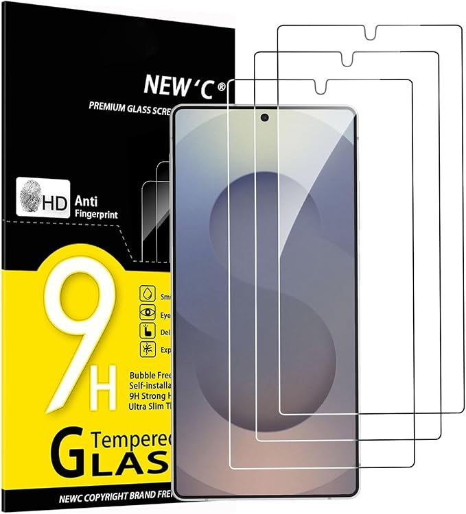 NEW'C 3 Pack Designed for Samsung Galaxy S25 Ultra Screen Protector Tempered Glass, Bubble Free, Ultra Resistant by NEWC