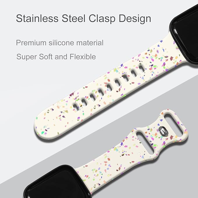 Sport Bands Compatible with Apple Watch Band Women Men 40mm 38mm 41mm 42mm 44mm 45mm 46mm 49mm ,Soft Wristband Waterproof Replacement Strap for iWatch Bands Series 11 10 9 8 7 6 5 4 3 2 1 SE Ultra Starlight - Image 3