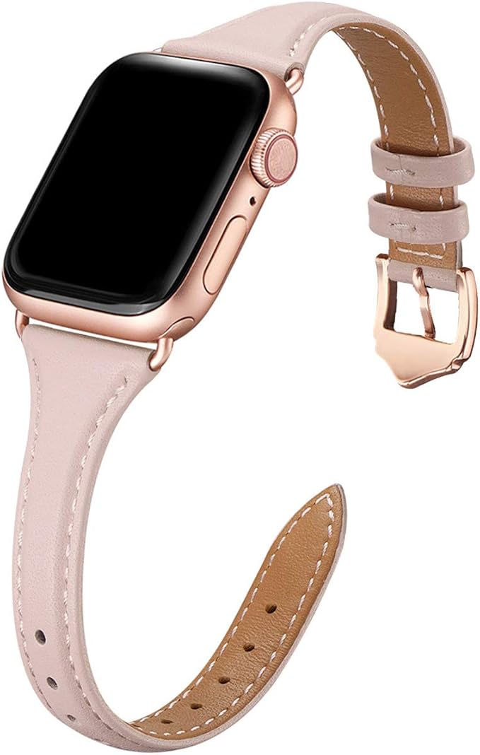 WFEAGL Leather Bands Compatible with Apple Watch Band 42mm(Series 3 2 1) 44mm 45mm 46mm 49mm Women, Top Grain Leather Strap Slim Thin Replacement Wristband for iWatch Ultra SE 3 2 1 Series 11 10 9 8 7 6 5 4 3 2 1 by WFEAGL