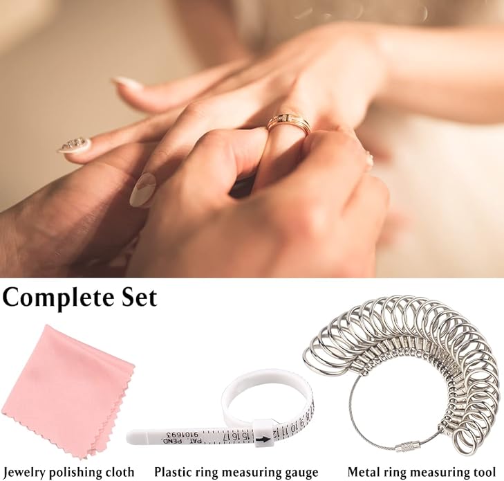 Professional Men's and Women's Ring Sizing Toolkit - Plastic/Metal Tool for Measuring Finger Size at Home with Sizing Chart, Adjustable Looseness (Ideal Gift, Easy Instructions) - Image 2