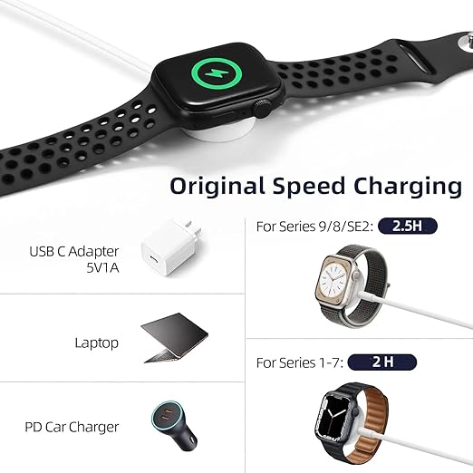 2 Pack 2025 Upgraded Apple Watch Charger USB C Cable Magnetic iWatch Charger Fast Charging Cord 3FT for Apple Watch Ultra 3/SE 3/Series 11/10/Series 9/Series 8/7/6/5/4/3/Ultra/SE/SE 2-Blue - Image 2