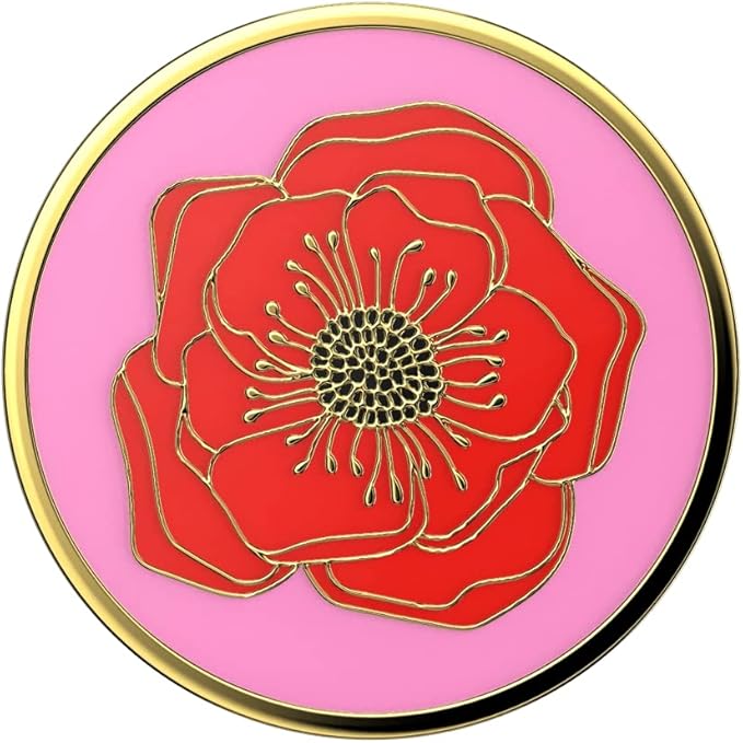 PopSockets Phone Grip with Expanding Kickstand, Enamel Nature PopGrip - Big Poppy - Image 2