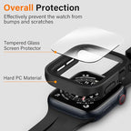 Amizee 2 Pack Compatible with Apple Watch Case SE 3/2/1 Series 6/5/4 44mm with Built-in Screen Protector, Ultra-Thin Hard PC Straight Edge Anti-Scratch Protective Cover for iWatch (Matte Black) - Image 2