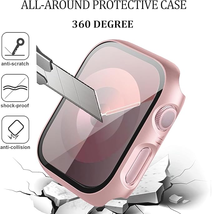 6-Pack Case Compatible with Apple Watch 44mm Series SE 3(2025)/SE 2/SE/6/5/4 with Tempered Glass Screen Protector, QCKANLJ Ultra-Thin Hard PC Full Protective Face Cover Bumper for iWatch 44 mm - Image 3