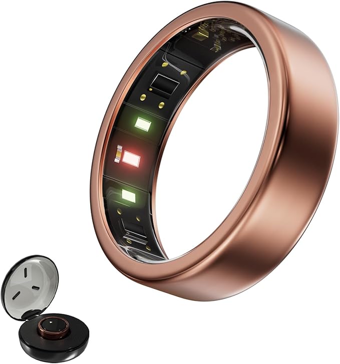 Smart Ring, Titanium Health & Fitness Tracker with Sleep, Heart Rate & SPO₂ Monitoring, Ultra-Light, 4–6 Day Battery, No Subscription, for Women & Men (Rose Gold 7) by OrvynaSmartRing
