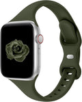 Thin Slim Band Compatible with Apple Watch 38mm 40mm 41mm 42mm 44mm 45mm 46mm 49mm, Replacement Silicone Sport Strap for iWatch Series 11/10/9/8/7/6/5/4/3/2/1 Ultra SE Women Men, Army Green by Acrbiutu