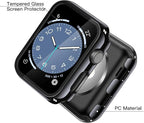 Misxi 2 Pack Tempered Glass Case Compatible for Apple Watch Series 3 Series 2 38mm, Hard PC Screen Protector Overall Protection Scratch-Resistant Cover for iWatch, 1 Jet Black + 1 Transparent - Image 4