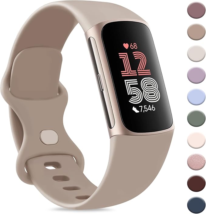 AK Sport Band Compatible with Fitbit Charge 6 Bands / Fitbit Charge 5 Bands Women Men, Classic Soft Replacement Straps Wristbands for Fitbit Charge 6 / 5 Advanced Fitness & Health Tracker (Milk by AK