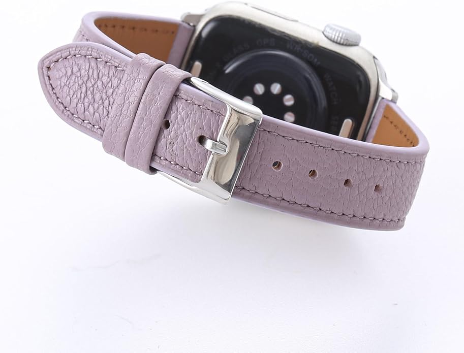 Soft French Goatskin Women Slim Leather Watch Band Compatible with Apple Watch 38mm 40mm 41mm 42mm 44mm 45mm 46mm 49mm, Thin Leather Strap Replacement for iWatch Series Ultra SE 10 9 8 7 6 5 4 3 2 1 - Image 4