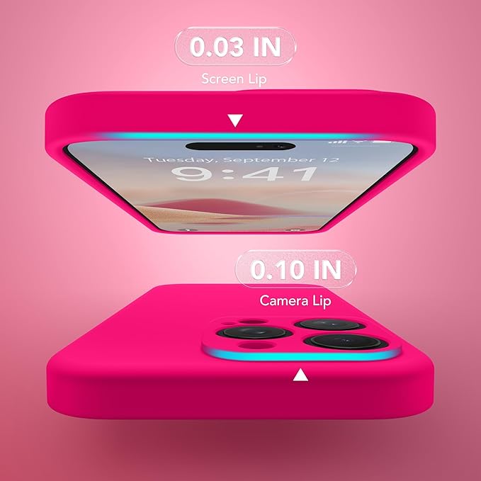 Magnetic for iPhone 13 Pro Max Case, Compatible with MagSafe, [Full Camera Protection][Screen Protector] Silicone Shockproof Protective Phone Case for iPhone 13 Pro Max 6.7", Hot Pink - Image 6