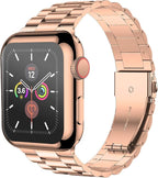 iiteeology Compatible with Apple Watch Band 38mm Series 3 2 1, Upgraded Stainless Steel Band with iWatch Screen Protector Case for Women Rose Gold - Image 2