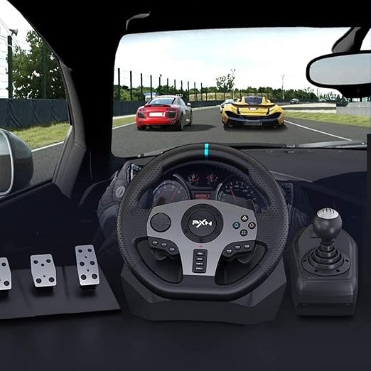 PXN Racing Wheel - Steering Wheel V9 Driving Wheel 270°/ 900° Degree Vibration Gaming Steering Wheel with Shifter and Pedal for PS4, PC, PS3, Xbox Series X|S, Xbox One(V9) - Image 2