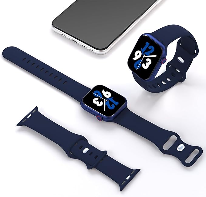 Sport Band Compatible with Apple Watch 38mm 40mm 41mm 42mm 44mm 45mm 46mm 49mm, Replacement Soft Silicone Strap Wristbands for iWatch Series 11/10/9/8/7/6/5/4/3/2/1 Ultra SE Women Men, Navy Blue - Image 2