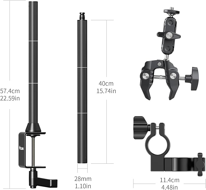 JUSMO LS15 Pro Camera Desk Mount, Aluminum Overhead Camera Mount Rig, Table Multi-Device Pole to Mount Magic Arm Clamp, DSLR, Cameras, Phone, Light, Microphone, Streaming, Studio, Max Load 22 lb - Image 7