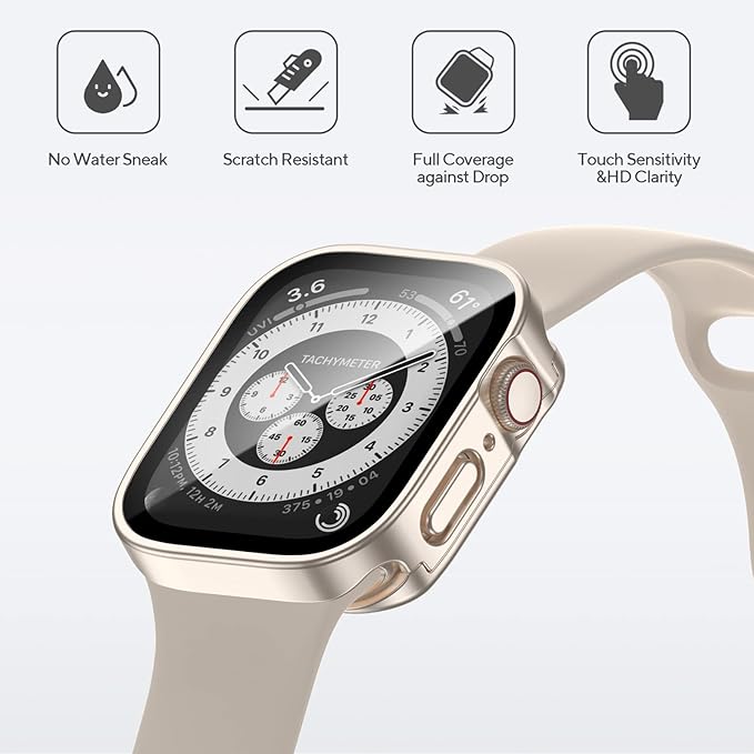 4 Pack Compatible with Apple Watch Waterproof Case 44mm Series 6/5/4/SE with Tempered Glass Screen Protector, 2 in 1 Full Coverage Bumper Protective Cover for iWatch Accessories 44 mm - Image 3