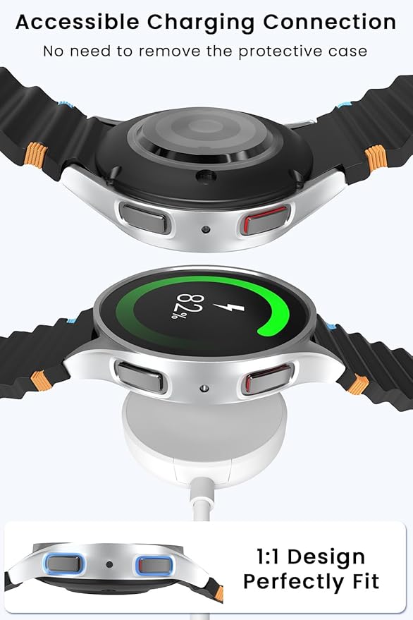 6+6 Pack Accessories Compatible with Samsung Galaxy Watch 7 Screen Protector Case 44mm + HD Ultra-thin Tempered Protective Film, Hard PC Bumper Waterproof Face Cover Set for Galaxy Watch 7 44mm Case Women/Men - Image 5
