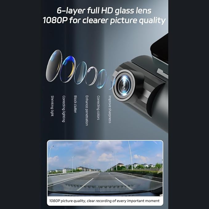 Dash Cam Front and Rear,1080P Dash Camera for Cars,3 Channel Car Camera Front Rear and Inside with 32GB Card, Night Vision, G-Sensor,Dashcam - Image 3